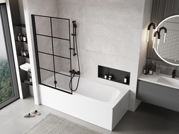 Mexen Mist sprchová stena 1-krídlová ľavá 90 x 150 cm, čierna mriežka, čierna - 8A9-090-001-70-77-L