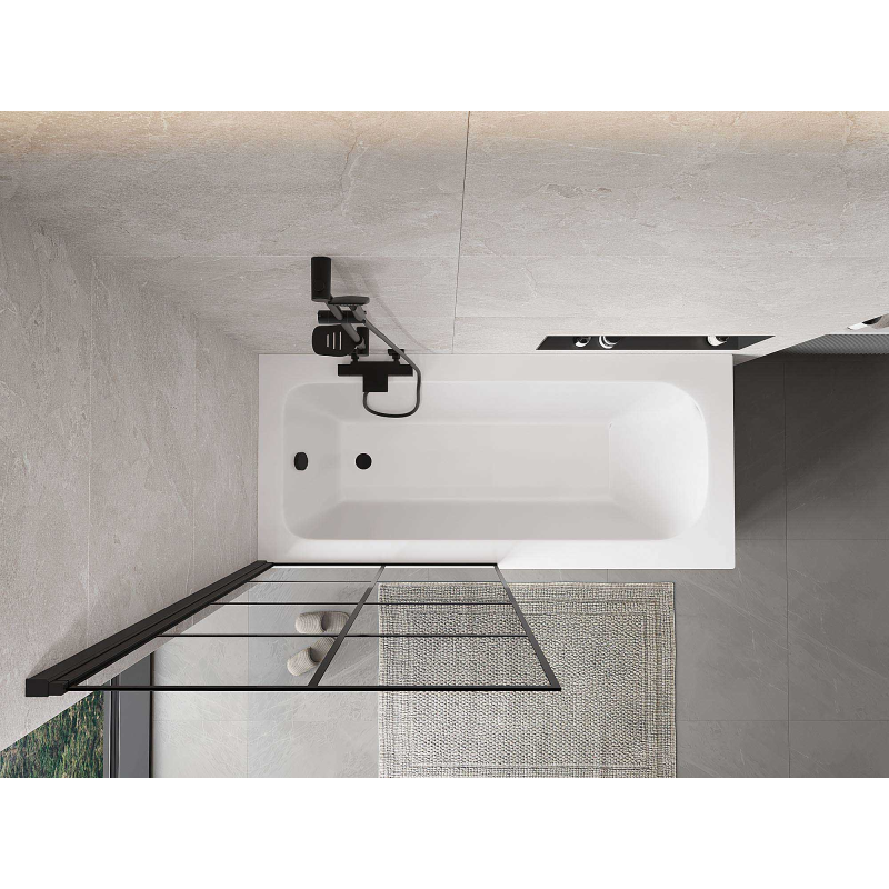 Mexen Mist sprchová stena 1-krídlová ľavá 90 x 150 cm, čierna mriežka, čierna - 8A9-090-001-70-77-L