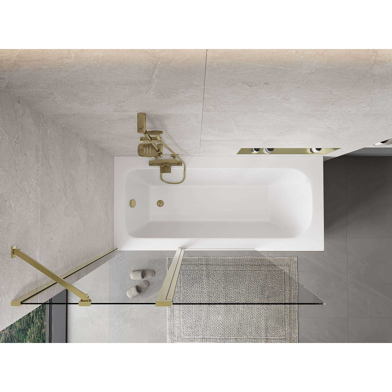 Mexen Mist vaňová zástenia 2-krídlová 120 x 150 cm, transparentná, zlatá - 8A9-120-011-50-00