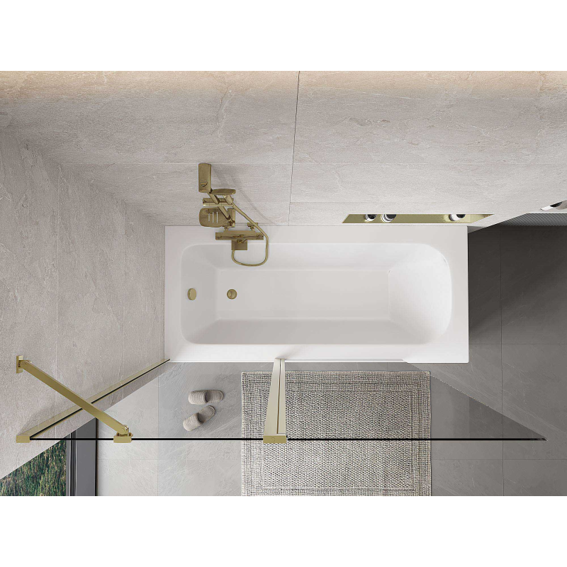 Mexen Mist sprchovacia zástena 2-krídlová 140 x 150 cm, transparentná, zlatá - 8A9-140-011-50-00