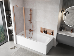 Mexen Mist sprchová zástena 2-krídlová 130 x 150 cm, transparentná, brúsená meď - 8A9-130-011-65-00