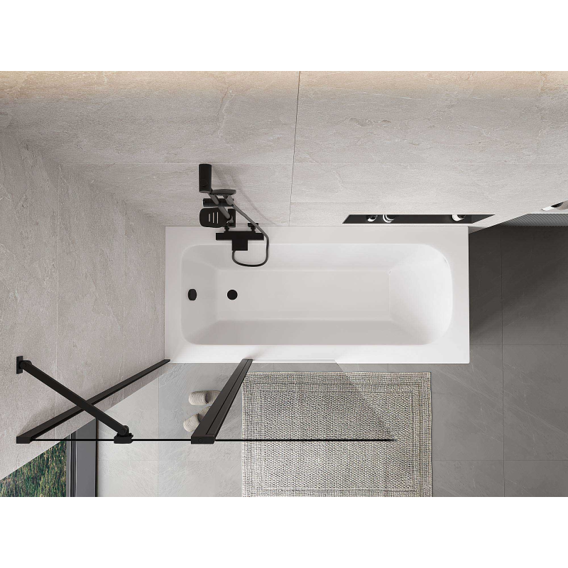 Mexen Mist dvojkrídlový sprchový záves 100 x 150 cm, transparentný, čierny - 8A9-100-011-70-00