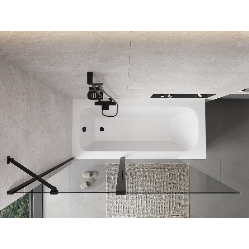 Mexen Mist vaňová zástena 2-krídlová 140 x 150 cm, transparentná, čierna - 8A9-140-011-70-00