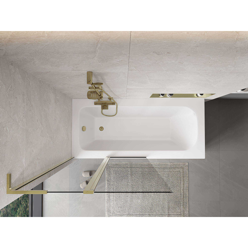 Mexen Mist L vaňová zástena dvojkrídlová 100 x 150 cm, transparentná, zlatá - 8A9L-100-011-50-00