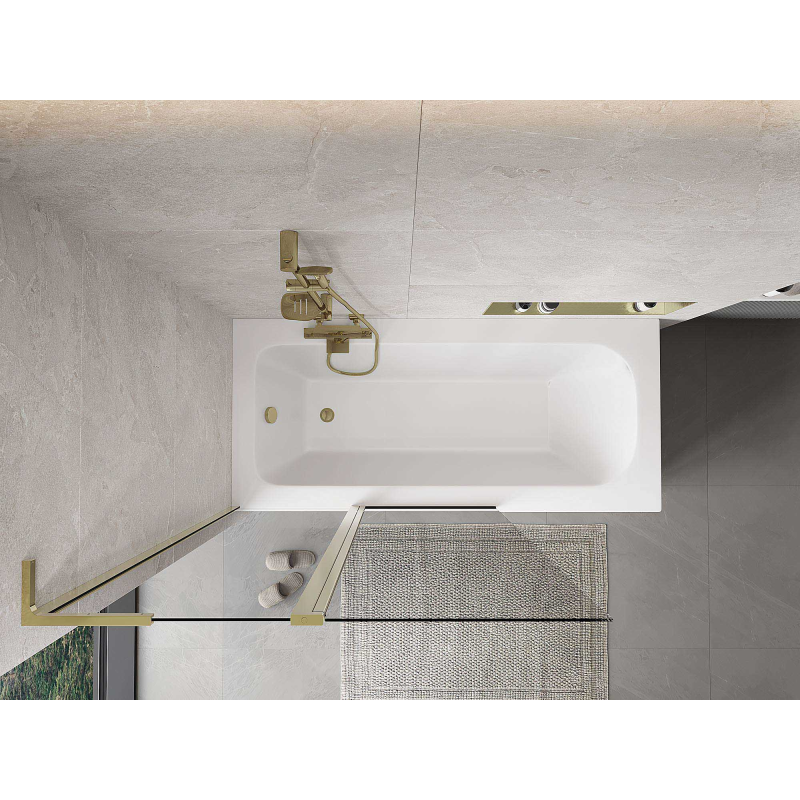 Mexen Mist L vaňová zábrana 2-krídlová 110 x 150 cm, transparentná, zlatá - 8A9L-110-011-50-00