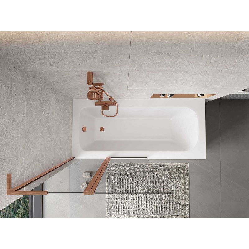 Mexen Mist L sprchová zástenka 2-krídlová 100 x 150 cm, transparentná, brúsená meď - 8A9L-100-011-65-00