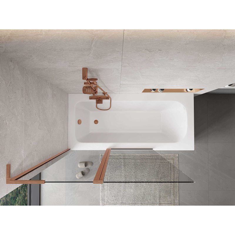 Mexen Mist L vaňová zástena dvojkrídlová 120 x 150 cm, transparentná, brúsená meď - 8A9L-120-011-65-00