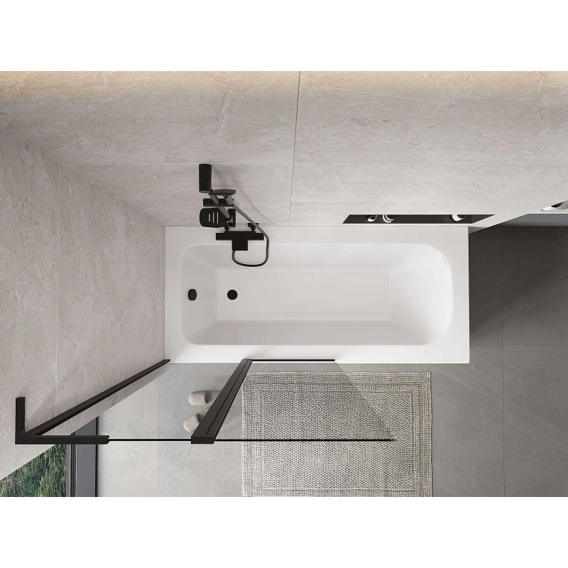 Mexen Mist L vaničková zástena 2-krídlová 100 x 150 cm, transparentná, čierna - 8A9L-100-011-70-00