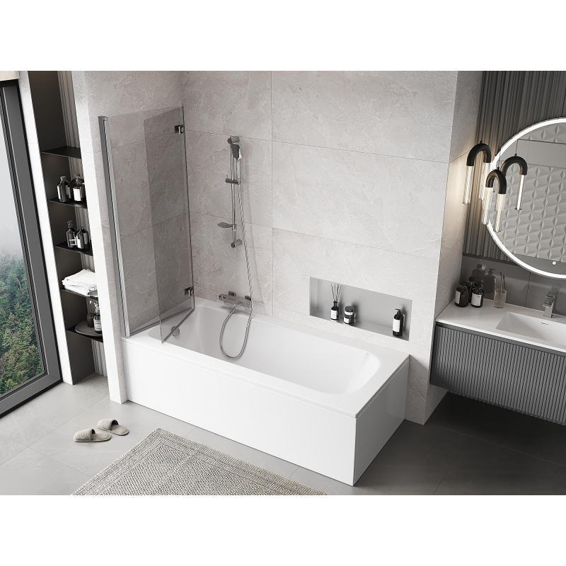 Mexen Mist vanová zástěna 2-dielna ľavá 120 x 150 cm, transparentná, chróm - 8A9-120-002-01-00-L