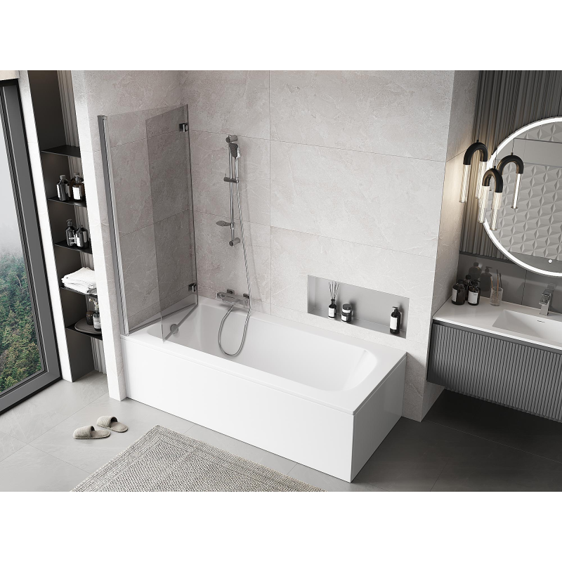 Mexen Mist vaňová zástena 2-krídlová ľavá 130 x 150 cm, transparentná, chróm - 8A9-130-002-01-00-L