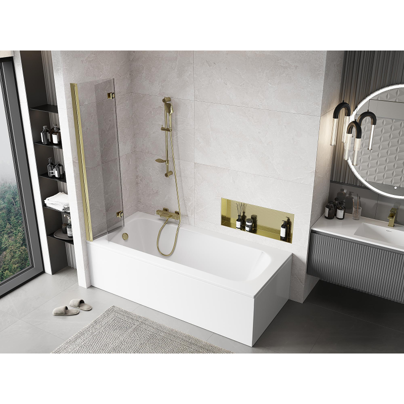 Mexen Mist sprchová zástena 2-krídlová ľavá 80 x 150 cm, priehľadná, zlatá - 8A9-080-002-50-00-L