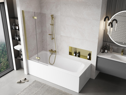 Mexen Mist sprchová zástena 2-krídlová ľavá 80 x 150 cm, priehľadná, zlatá - 8A9-080-002-50-00-L