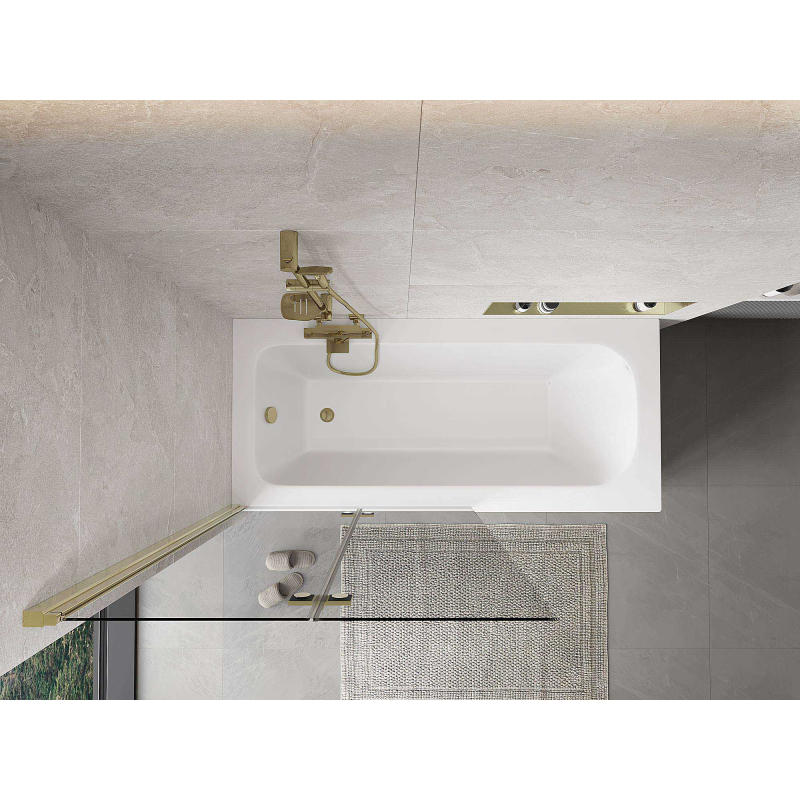 Mexen Mist vaneľová zástena dvojkrídlová ľavá 100 x 150 cm, transparentná, zlatá - 8A9-100-002-50-00-L