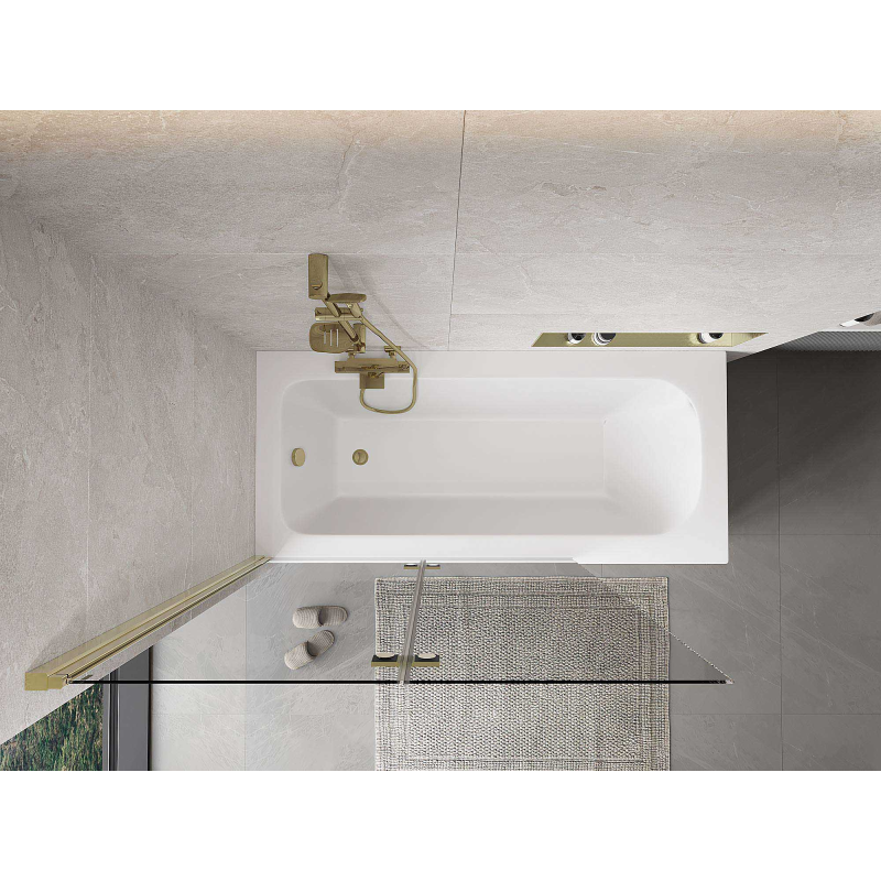 Mexen Mist sprchová zástenka 2-krídlová ľavá 120 x 150 cm, transparentná, zlatá - 8A9-120-002-50-00-L