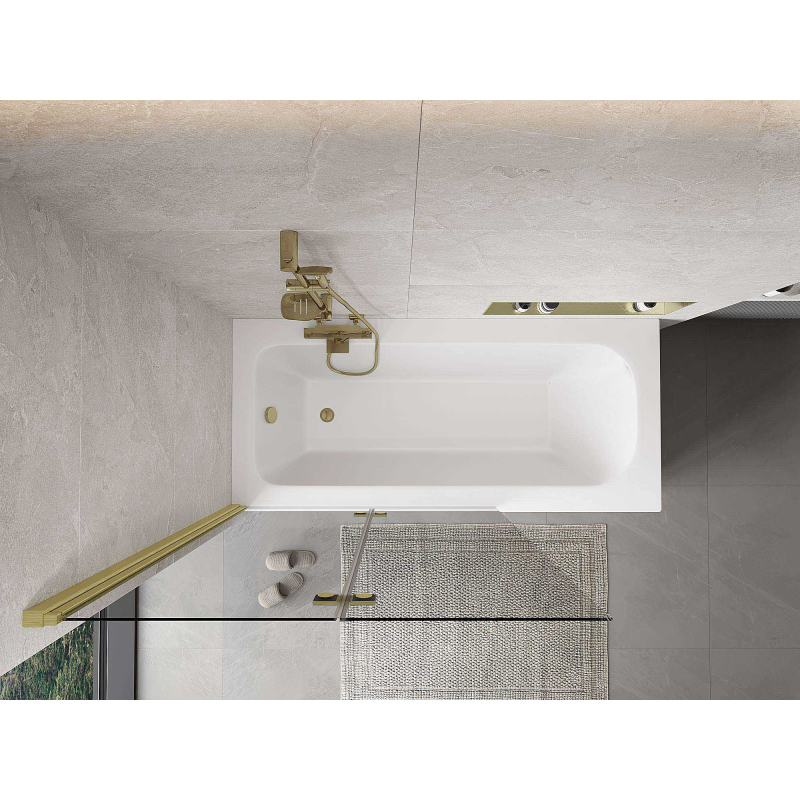 Mexen Mist sprchová zástena dvojkrídlová ľavá 110 x 150 cm, priehľadná, zlatá kartáčovaná - 8A9-110-002-55-00-L