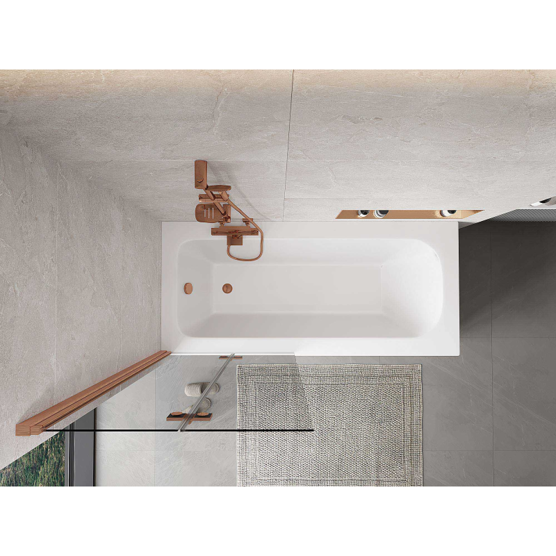 Mexen Mist dvojkrídlová vaňová zástena ľavá 80 x 150 cm, transparentná, brúsená meď - 8A9-080-002-65-00-L