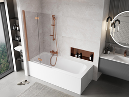 Mexen Mist sprchová zástena 2-krídlová ľavá 90 x 150 cm, priehľadná, brúsená meď - 8A9-090-002-65-00-L