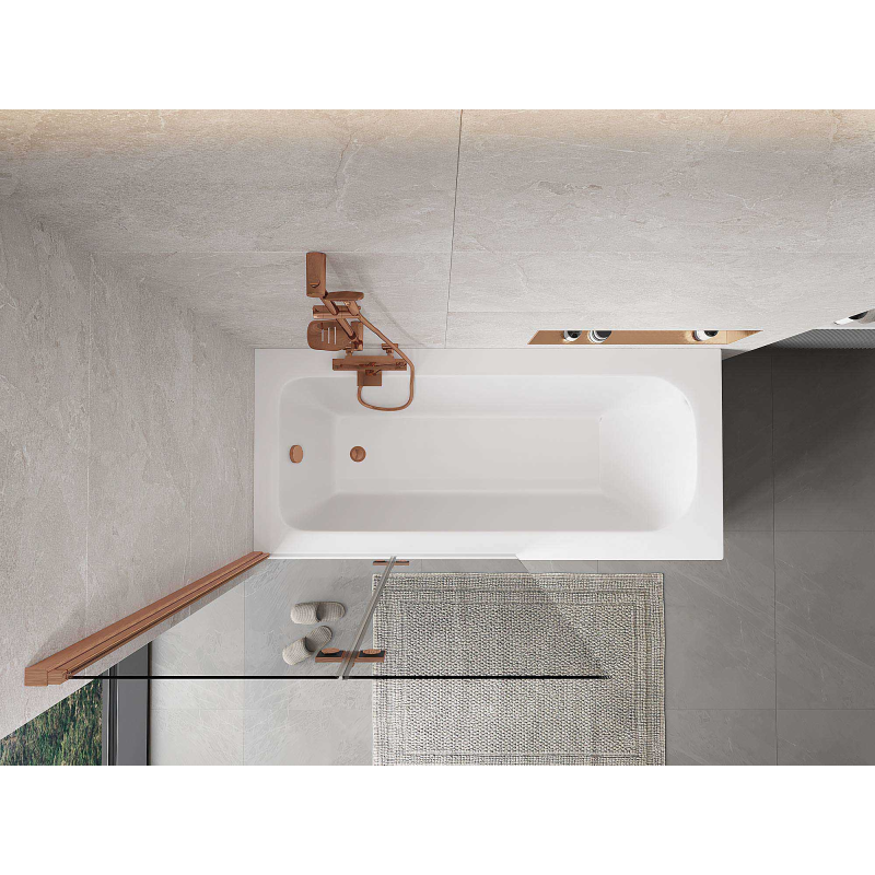 Mexen Mist, sprchová zástena 2-dverová ľavá 100 x 150 cm, transparentná, brúsená meď - 8A9-100-002-65-00-L