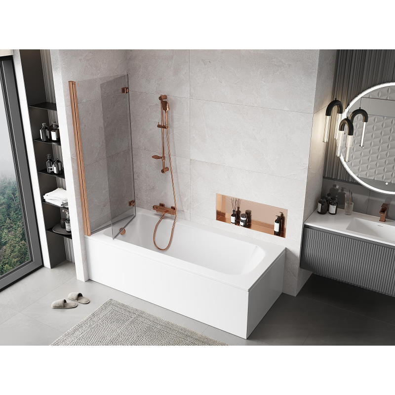 Mexen Mist sprchová zástena 2-krídlová ľavá 120 x 150 cm, transparentná, kefovaná meď - 8A9-120-002-65-00-L