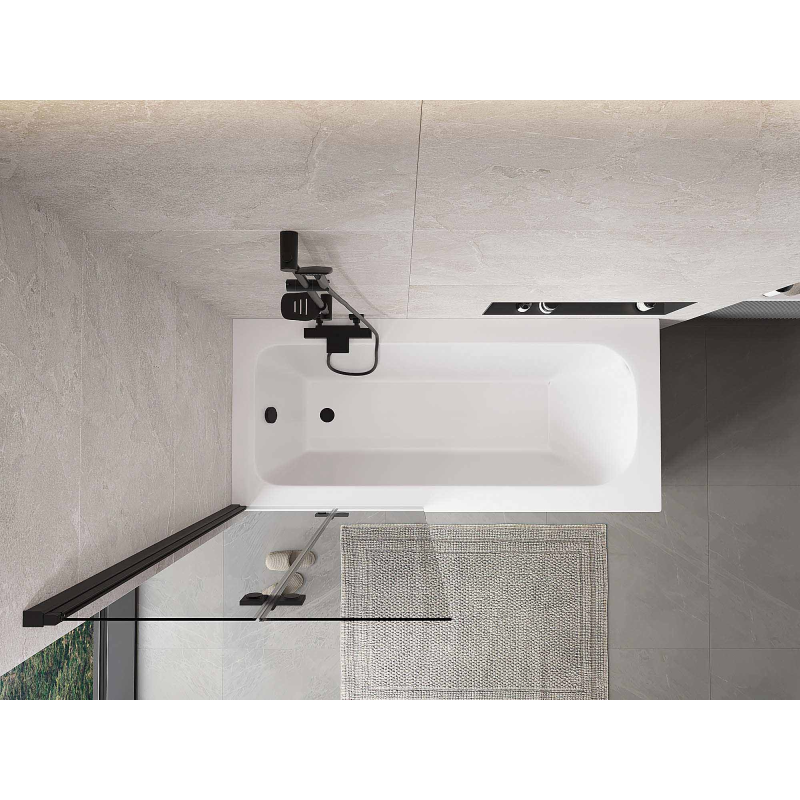 Mexen Mist dvojkrídlová vaňová zástena ľavá 80 x 150 cm, priehľadná, čierna - 8A9-080-002-70-00-L