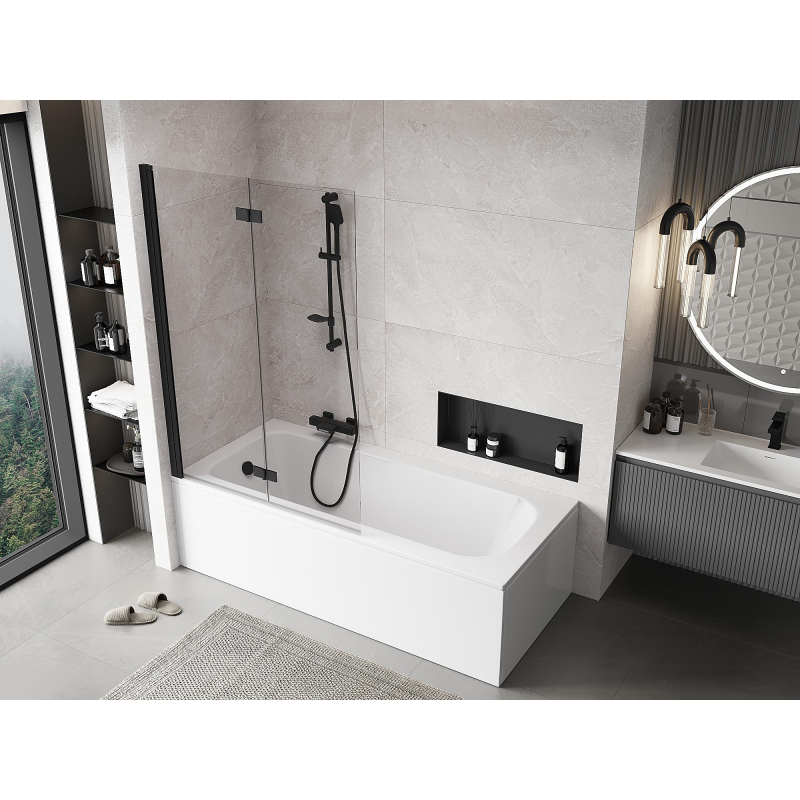 Mexen Mist sprchová zástena 2-krídlová ľavá 110 x 150 cm, transparentná, čierna - 8A9-110-002-70-00-L