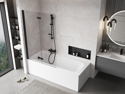 Mexen Mist sprchová zástena 2-krídlová ľavá 110 x 150 cm, transparentná, čierna - 8A9-110-002-70-00-L