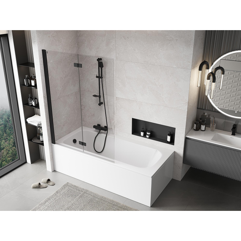 Mexen Mist sprchová zástenka 2-krídlová ľavá 120 x 150 cm, transparentná, čierna - 8A9-120-002-70-00-L