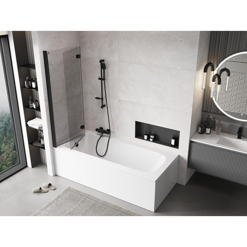 Mexen Mist sprchová zástenka 2-krídlová ľavá 120 x 150 cm, transparentná, čierna - 8A9-120-002-70-00-L