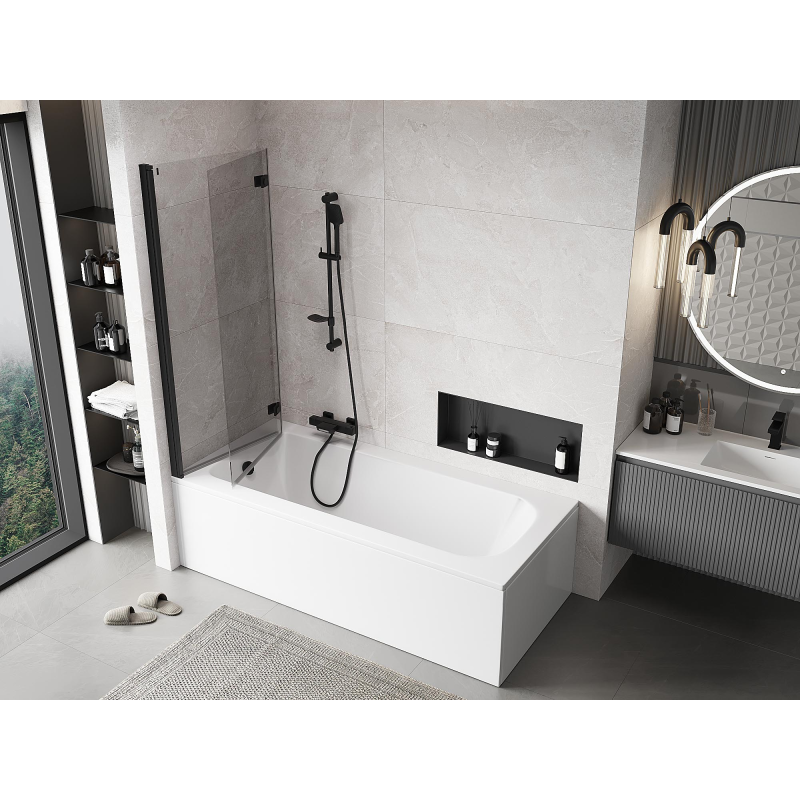 Mexen Mist sprchová zástena 2-krídlová ľavá 130 x 150 cm, transparentná, čierna - 8A9-130-002-70-00-L