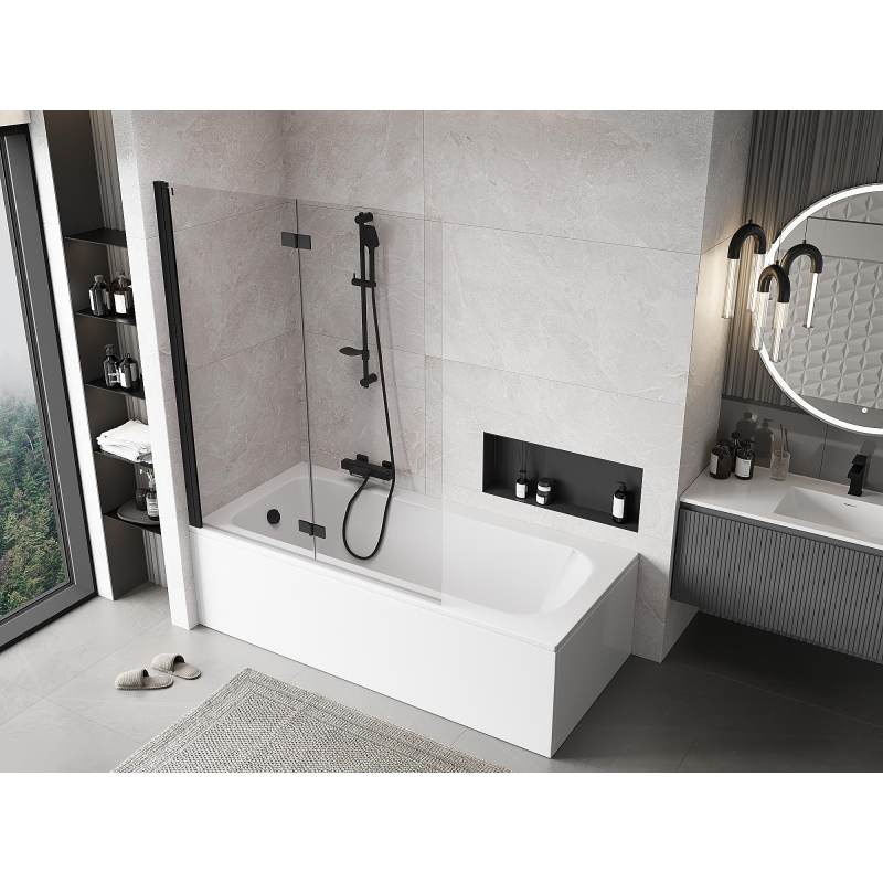 Mexen Mist sprchová zástena 2-krídlová ľavá 130 x 150 cm, transparentná, čierna - 8A9-130-002-70-00-L