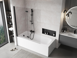 Mexen Mist sprchová zástená 2-krídlová ľavá 140 x 150 cm, transparentná, čierna - 8A9-140-002-70-00-L