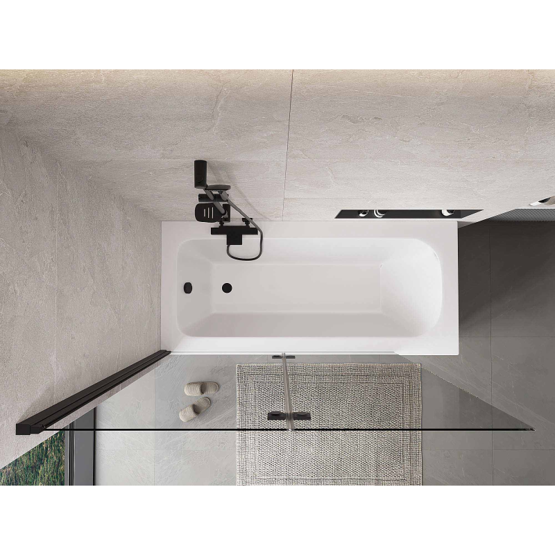 Mexen Mist sprchová zástená 2-krídlová ľavá 140 x 150 cm, transparentná, čierna - 8A9-140-002-70-00-L