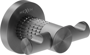 Mexen Triv dvojitý háčik na uterák, kartáčovaný gun gray - 70A33012-66