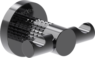 Mexen Triv dvojitý háčik na uterák, čierny chróm - 70A33012-73