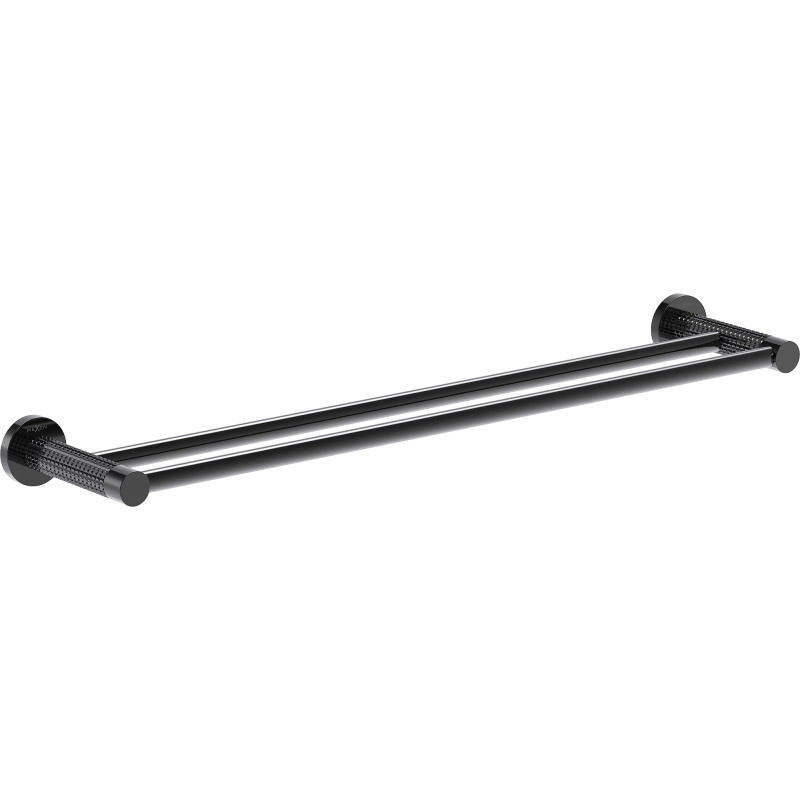 Mexen Triv dvojitý vešiak na uteráky, black chrome - 70A33047-73