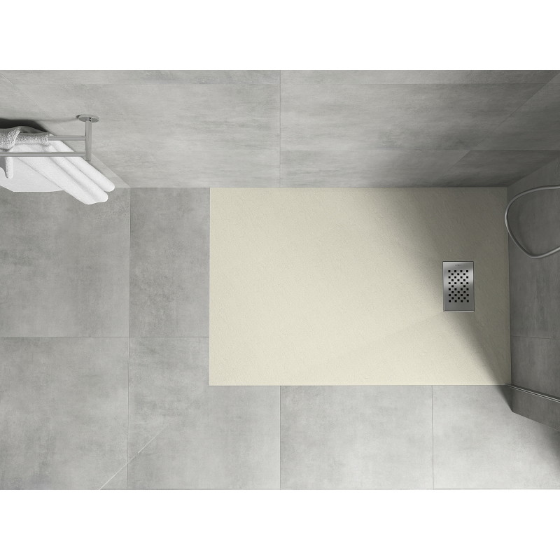 Mexen Hugo obdĺžnikový sprchový kút SMC 90 x 80 cm, béžový, krytka inox - 42698090-X