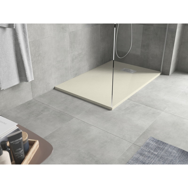 Mexen Hugo obdĺžnikový sprchový kút SMC 90 x 80 cm, béžový, krytka inox - 42698090-X
