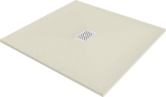 Mexen Hugo štvorcový sprchový kút SMC 90 x 90 cm, béžový, biela krytka - 42699090-W