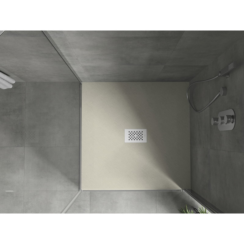 Mexen Hugo štvorcový sprchový kút SMC 90 x 90 cm, béžový, biela krytka - 42699090-W