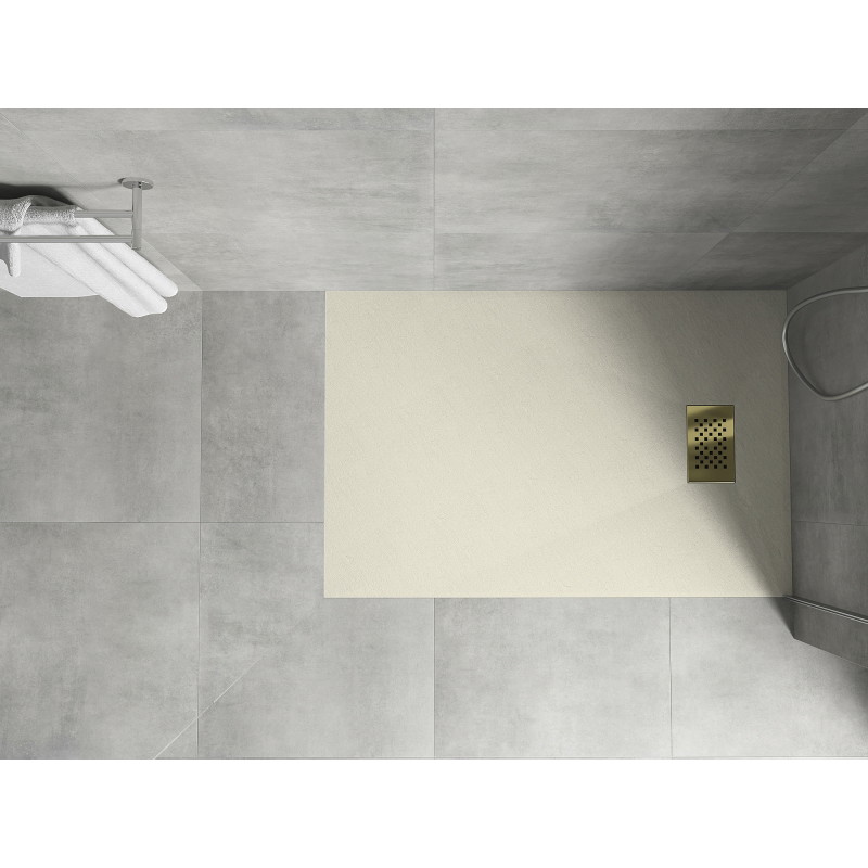 Mexen Hugo obdĺžnikový sprchový kút SMC 100 x 90 cm, béžový, kryt zlatý - 42699010-G