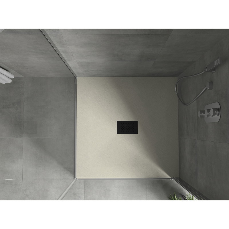 Mexen Hugo štvorcový sprchový kút SMC 90 x 90 cm, béžový, čierna krytka - 42699090-B