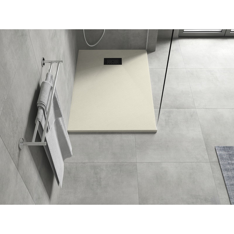 Mexen Hugo rectangular shower tray SMC 100 x 70 cm, beige, black cover - 42697010-B
