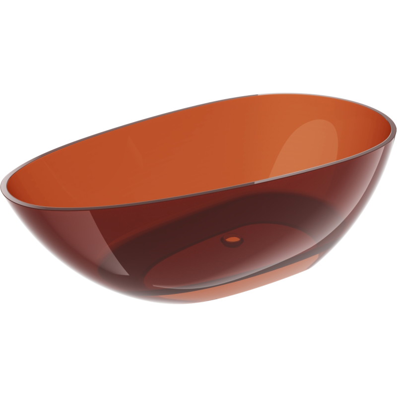 Mexen Glass priehľadná voľne stojaca vaňa 170 x 85 cm, earth, chrómový uzáver - 58061708505