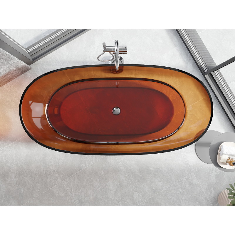Mexen Pure voľne stojaca vaňa transparentná 170 x 80 cm, earth, chrómová zátka - 58071708005