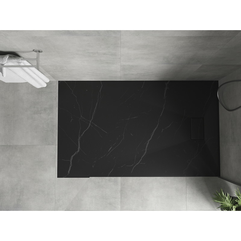 Mexen Hugo rektangulárny sprchovací kút SMC 150 x 90 cm, čierny kameň - 42759015