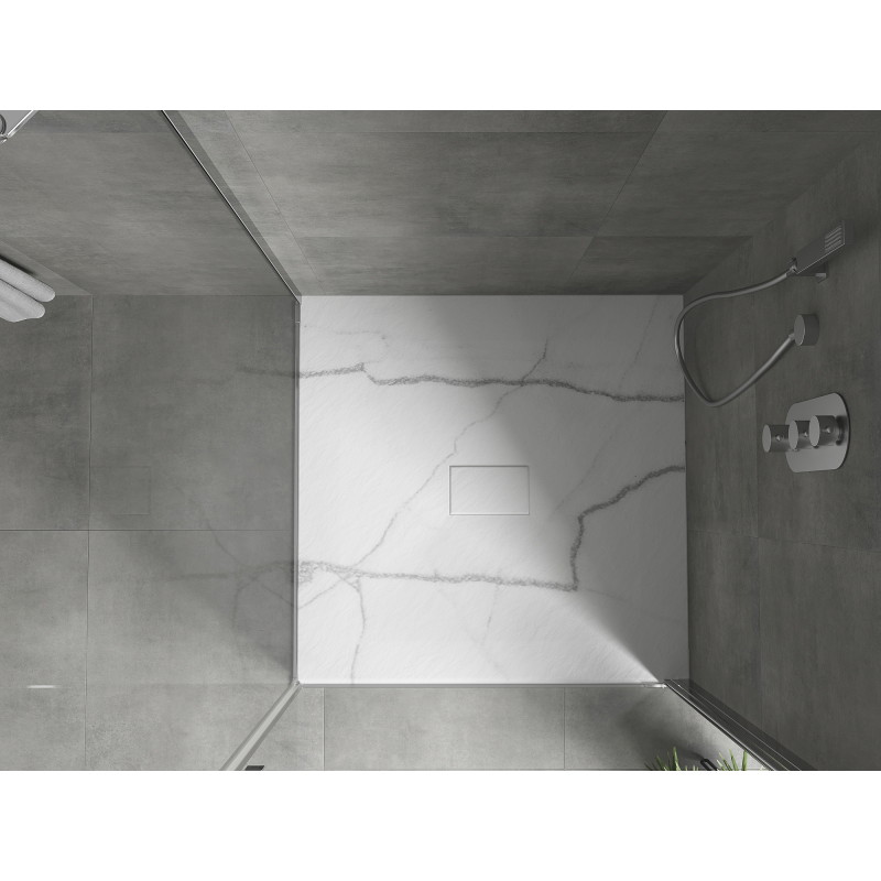 Mexen Hugo štvorcový sprchový kút SMC 100 x 100 cm, biely kameň - 42151010