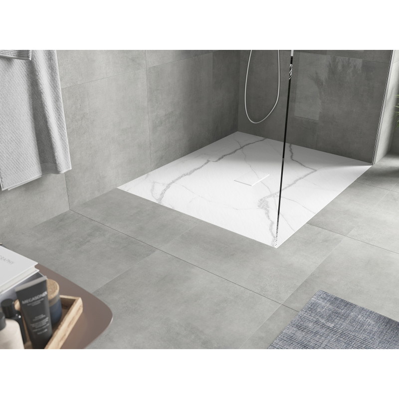 Mexen Hugo rectangulárny sprchový kút SMC 120 x 100 cm, biely kameň - 42151012