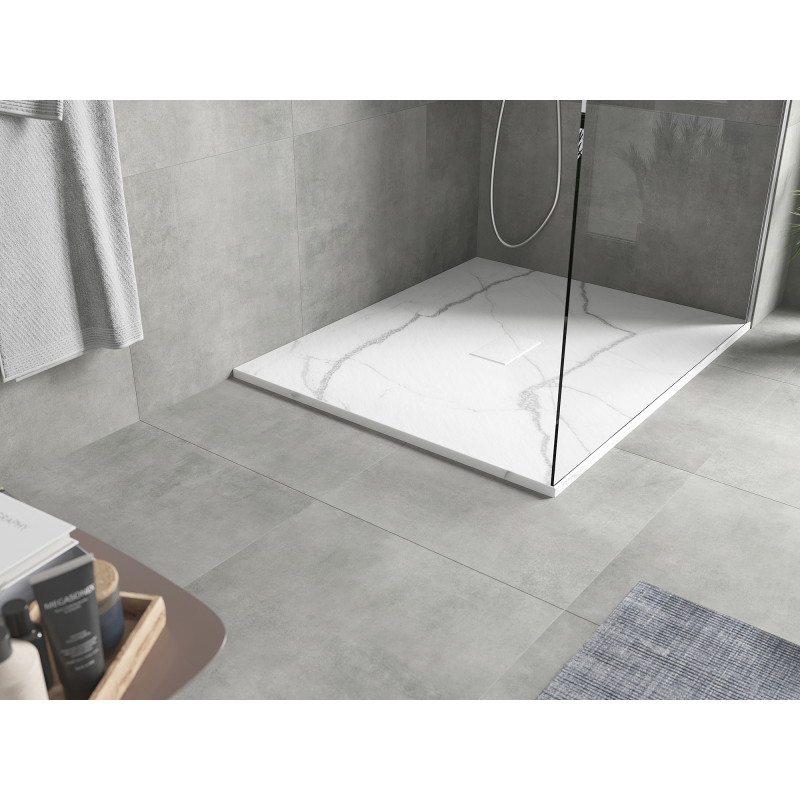 Mexen Hugo rectangulárny sprchový kút SMC 120 x 100 cm, biely kameň - 42151012