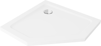 Mexen Flat pentagonálny sprchový kút slim 80 x 80 cm, biely, sifón chróm - 41P108080