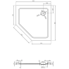 Mexen Flat pentagonálny sprchový kút slim 80 x 80 cm, biely, sifón chróm - 41P108080